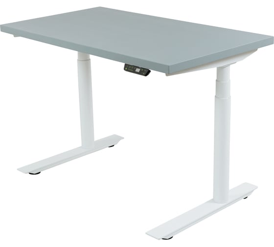 Изображение товара Стол с регулировкой высоты StolStoya ТИТАН Design рама белая, столешница МДФ, эмаль серая, 140x70 SE221DWS14070