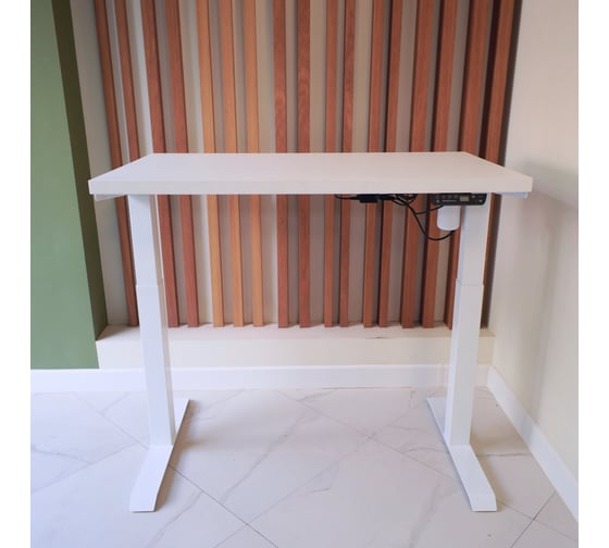 Изображение товара Стол с регулируемой высотой StolStoya МОТОР UP подстолье белое, столешница МДФ, эмаль белая, 160x80 SE211/160W