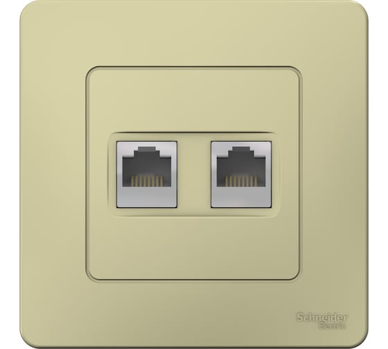 Изображение товара Двойная компьютерная розетка Systeme Electric Blanca скрытой установки, rj45, кат.5e, бежевый BLNIS045457