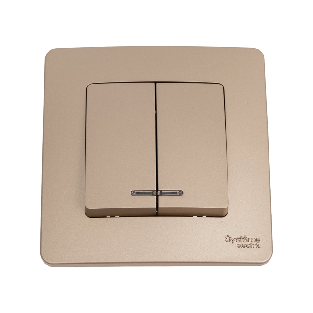Изображение товара 2-клавишный выключатель Systeme Electric Blanca скрытой установки (cх.5) с подсветкой, 10а, 250b, титан BLNVS010514