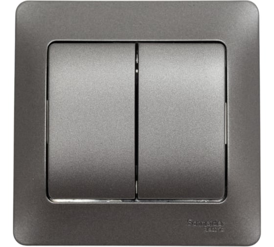 Изображение товара 2-клавишный выключатель в сборе Systeme Electric Glossa сх.5, 10ax, графит GSL001352