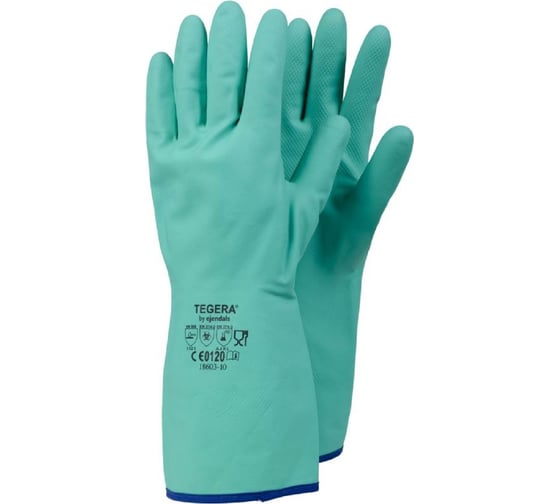 Изображение товара Противохимические перчатки TEGERA 18603, нитрил, нейлон, размер 10 18603-10