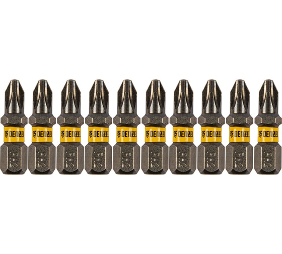 Изображение товара Набор бит PH2, 25 мм, сталь S2, шестигранный профиль, 10 шт Denzel 11652