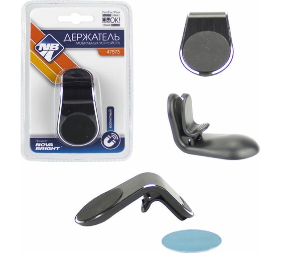 Изображение товара Магнитный держатель мобильного устройства Nova Bright Г-образный, на прищепке 47573