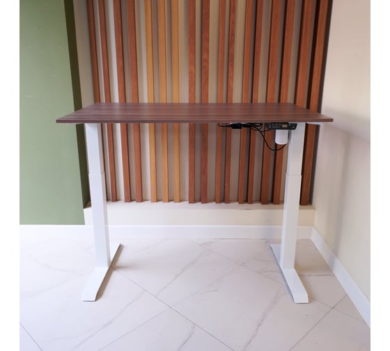 Изображение товара Стол с регулируемой высотой StolStoya МОТОР UP рама белая, столешница ЛДСП, Орех Сопрано, 125x75 PE211IWSLO125