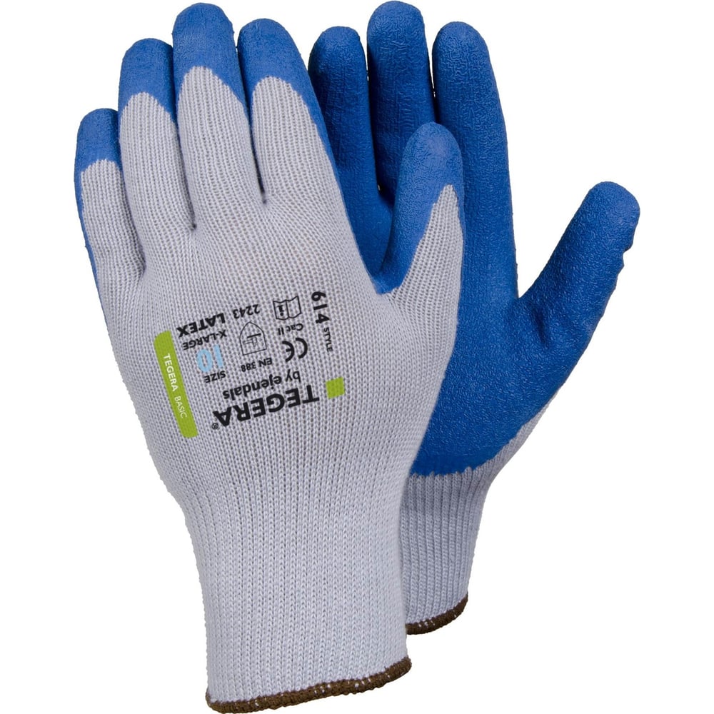 Влагостойкие обливные перчатки для общепроизводственных задач TEGERA, размер XL, цвет серый/синий 614-10 - фото 1