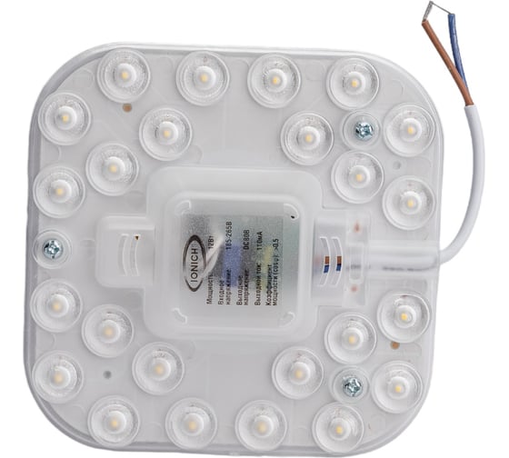 Изображение товара Светодиодный модуль IONICH для декоративных светильников 12 Вт 960 Лм 230 В 4000 К 105x105 мм IP20 2076