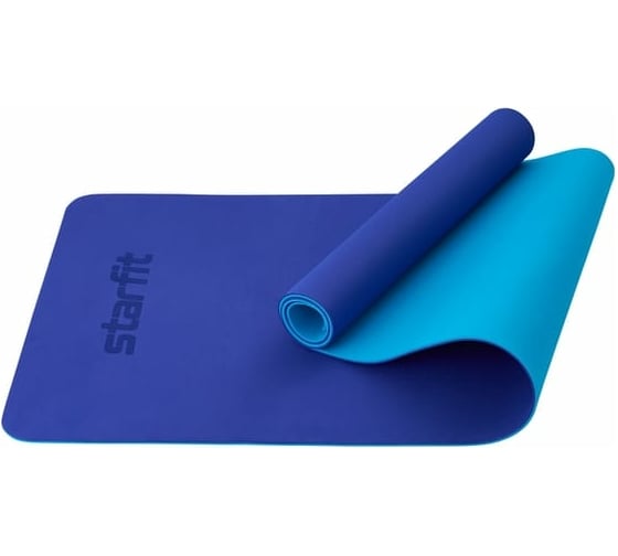 Изображение товара Коврик для йоги и фитнеса Starfit FM-201 TPE, 0.6 см, 183x61 см, синий/темно-синий ЦБ-00001595