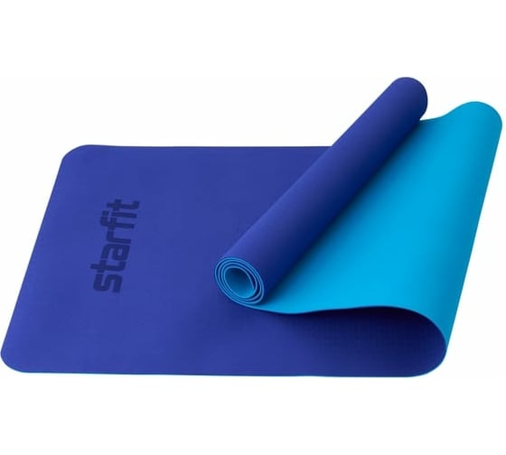 Изображение товара Коврик для йоги и фитнеса Starfit FM-201 TPE, 0.4 см, 183x61 см, темно-синий/синий ЦБ-00001563