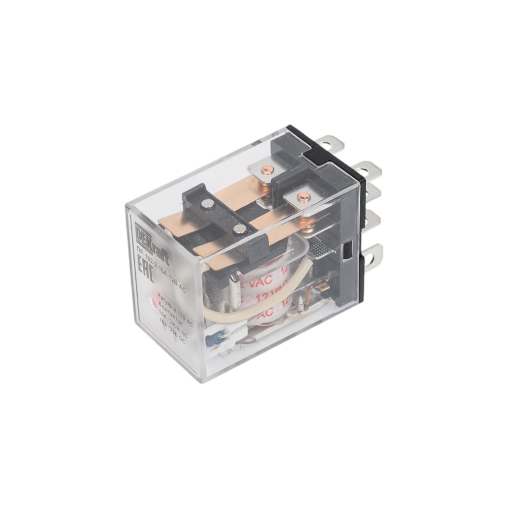 Изображение товара Промежуточное реле DEKraft 2-контактное с led индикатором 10А 12В AC пр-102