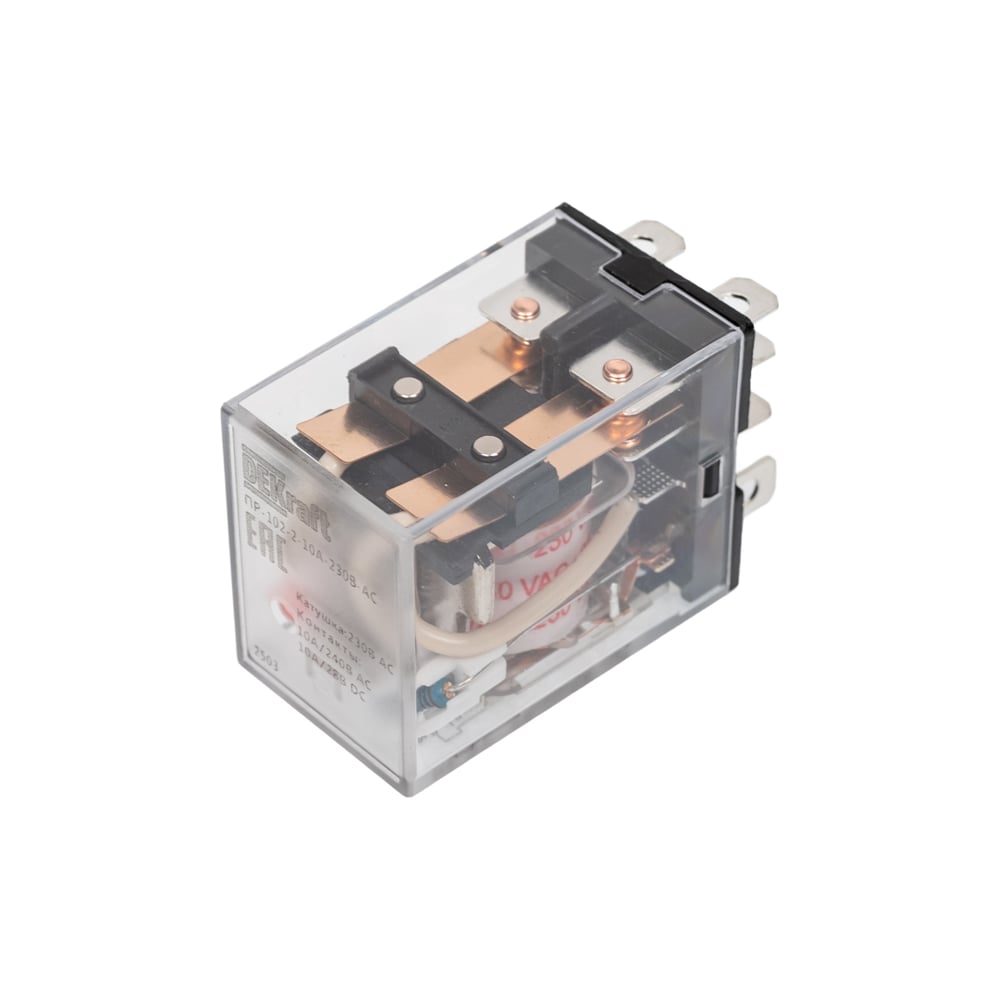 Изображение товара Промежуточное реле DEKraft ПР-102 2-контактное 10А 230В AC с LED-индикацией