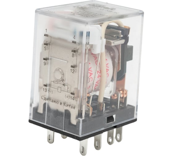 Изображение товара Промежуточное реле DEKraft 2-контактное, с led инд. 5а 24в ac пр-102 23854DEK