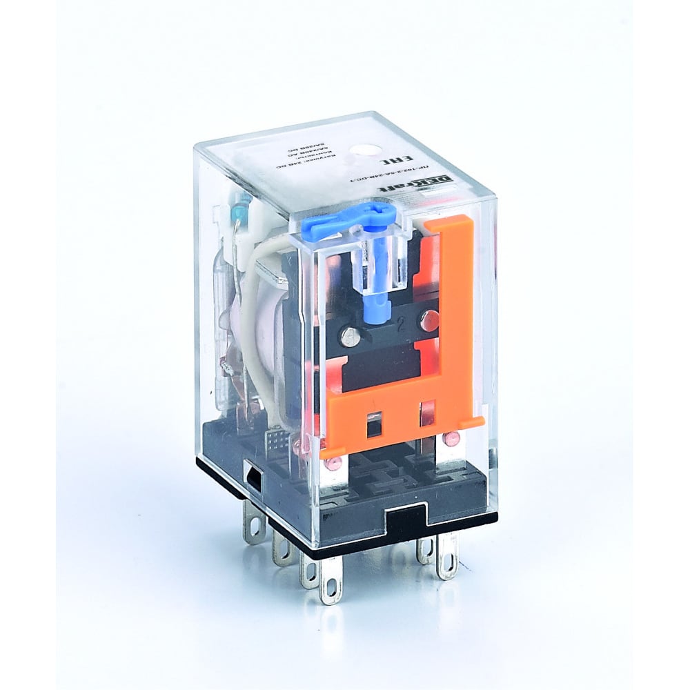 Изображение товара Промежуточное реле DEKraft ПР-102, 2 контакта, 5 А, 24 В DC, монтаж на DIN-рейку