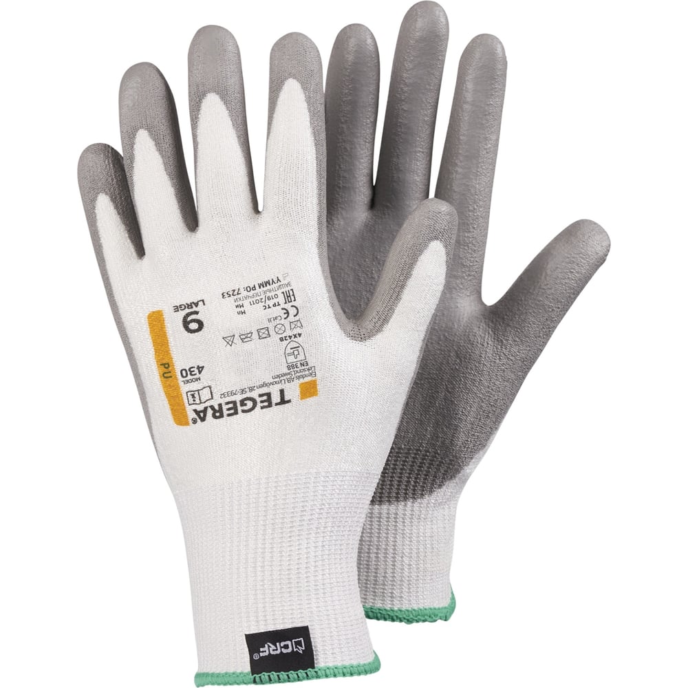 Противопорезные перчатки TEGERA, размер M, цвет серый/белый 430-8 - фото 1
