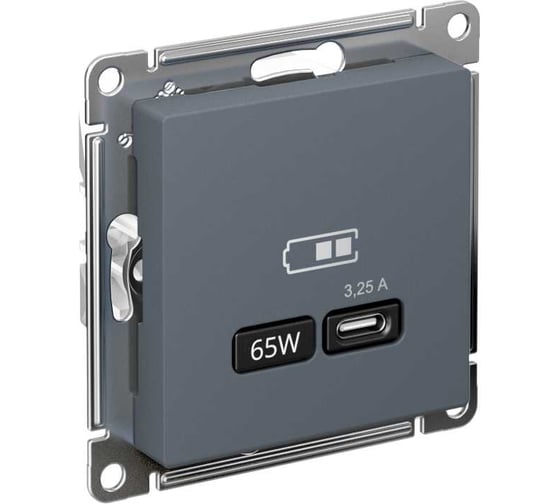 Изображение товара Розетка Systeme Electric Atlasdesign usb тип-c 65w высокоскор.заряд. qc, pd, механизм, грифель ATN000727