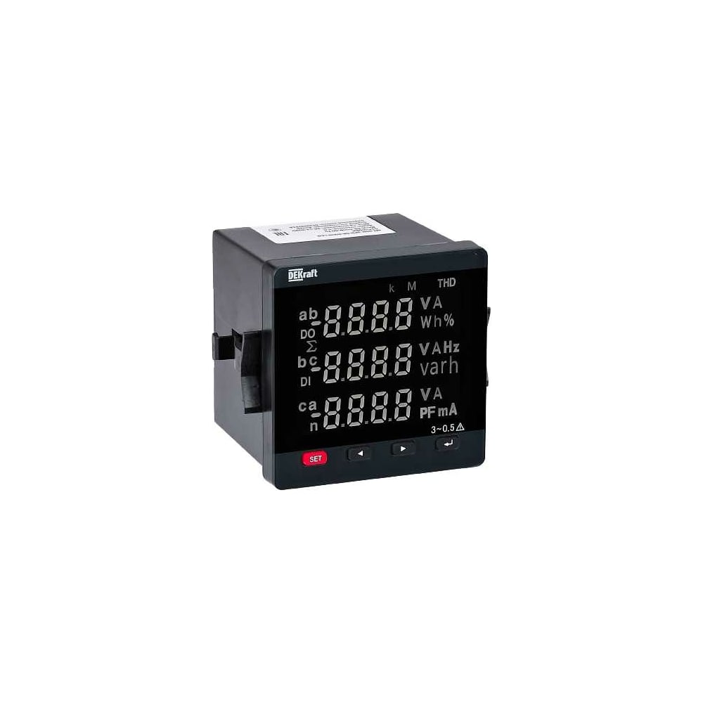 Цифровой мультиметр DEKraft мт-72d 72x72мм, трехфазный, вход 600в 5а, rs485, lcd-дисплей 51412DEK