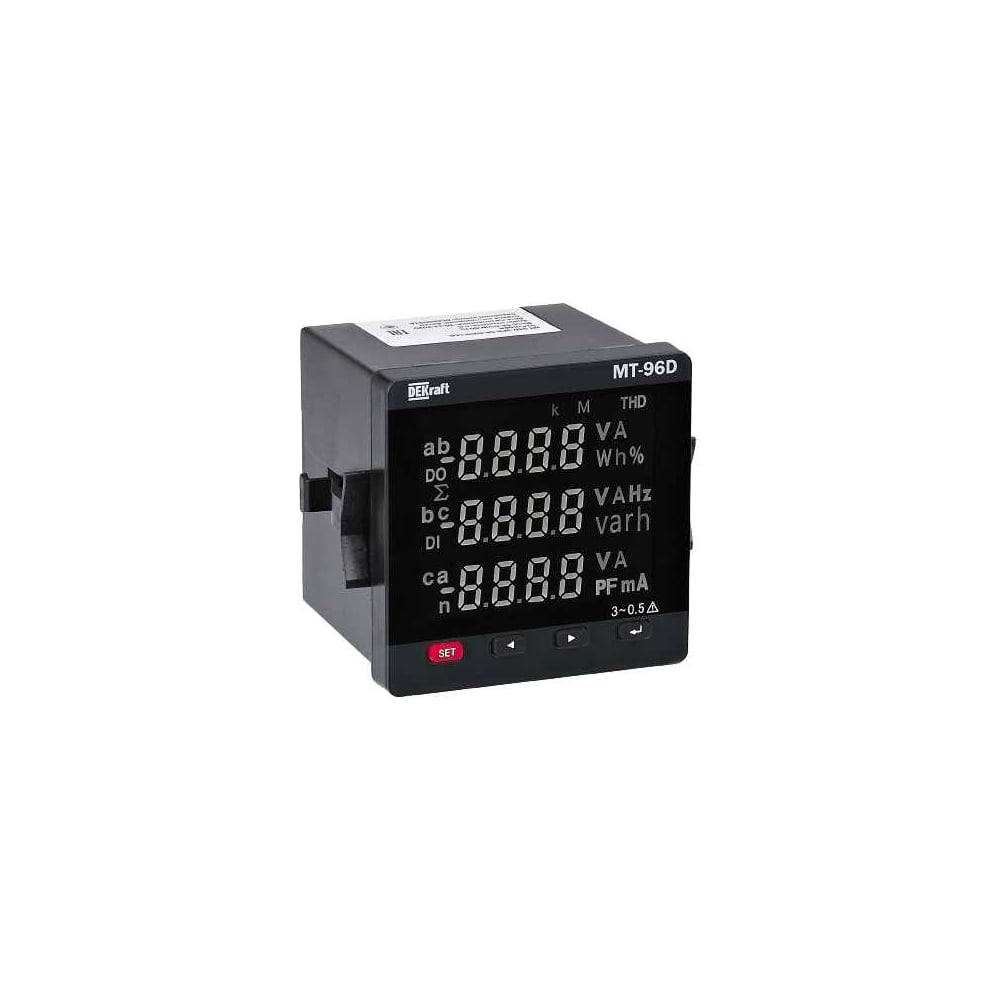 Цифровой мультиметр DEKraft мт-96d 96x96мм, трехфазный, вход 600в 1а, rs485, led-дисплей 51421DEK