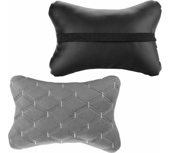 Изображение товара Подушка-подголовник на сиденье "косточка" Nova Bright серая, с прострочкой серой ромбиками, 26x17см 48079