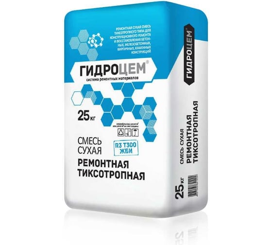 Изображение товара Смесь для ремонта и чистовой отделки бетонных конструкций Гидроцем R3 T300 ЖБИ, 25 кг Г00088