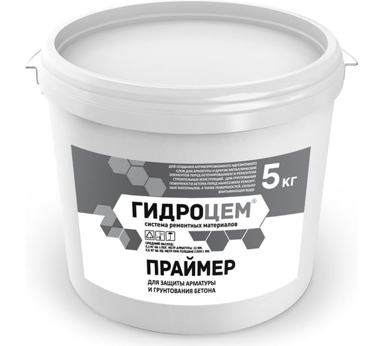 Изображение товара Смесь для защиты арматуры и грунтования бетона Гидроцем Праймер 5 кг Г00073