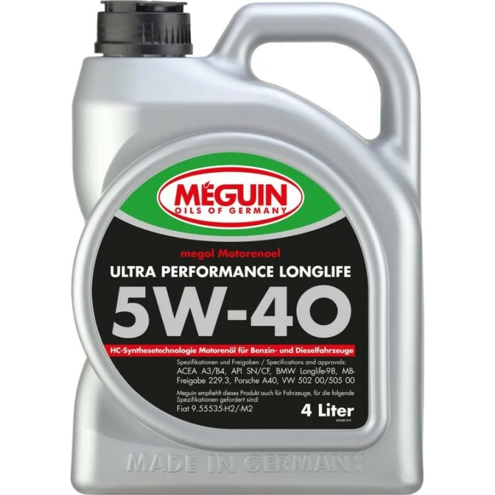 НС-синтетическое моторное масло MEGUIN 5W40 6486 Megol Motorenoel Ultra Performance Longlife НС-5W-40 CF/SN B4/A3 - фото 1