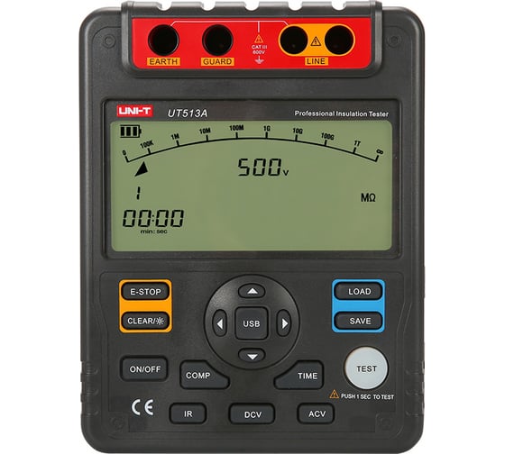 Изображение товара Цифровой измеритель сопротивления изоляции UNI-T UT513A порт USB 00-00010273