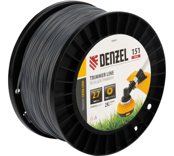 Изображение товара Леска двухкомпонентная EXTRA CORD (2.7 мм, 151 м, круглая, на DIN катушке) для триммера Denzel 96809