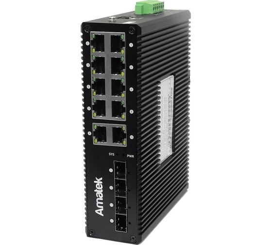 Изображение товара Промышленный 14-портовый управляемый гигабитный коммутатор Amatek AN-SXGM14P8A L2 7000742