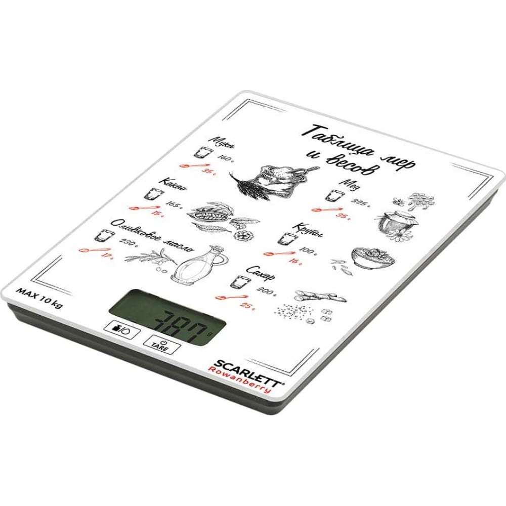 Кухонные весы Scarlett весы кухонные электронные стекло irit ir 7122 платформа точность 1 г до 5 кг индикация перегрузки и разряда батареи ir 7122