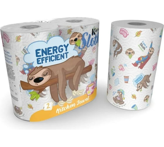 Изображение товара Бумажные полотенца WORLD CART "Ленивец", Kartika Collection, 2-х слойные, 2 рулона/70 л, SLH-KT-01