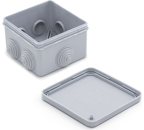 Изображение товара Разветвительные коробка РемоКолор для наружного монтажа, с крышкой, из полипропилена, 7 вводов, 80x80x40мм, IP54, (шт.) 89-0-185