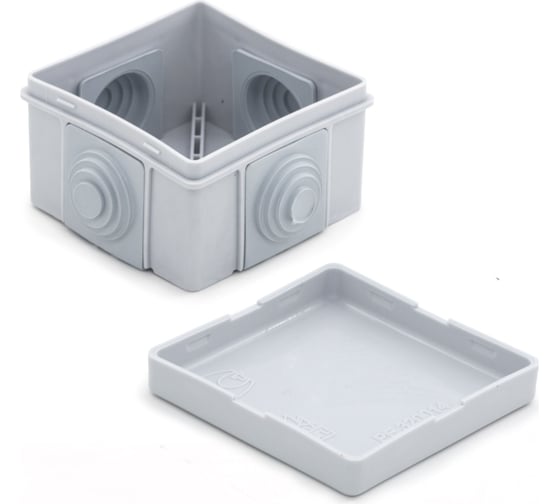 Изображение товара Разветвительные коробка РемоКолор для наружного монтажа, с крышкой, из полипропилена, 4 ввода, 65x65x40мм, IP54, (шт.) 89-0-184