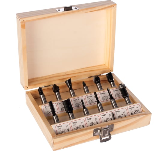 Изображение товара Набор фрез 1203 (12 шт; хвостовик 8 мм) по дереву Калибр 00000024857