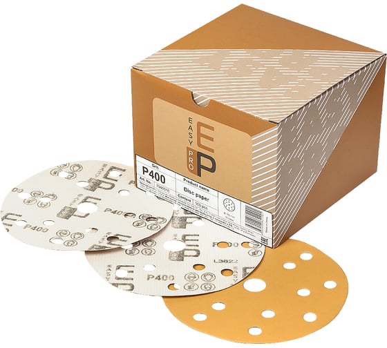 Изображение товара Круг абразивный на бумаге 150 мм, P400, 15 отв., 100 шт EASY PRO 7040010