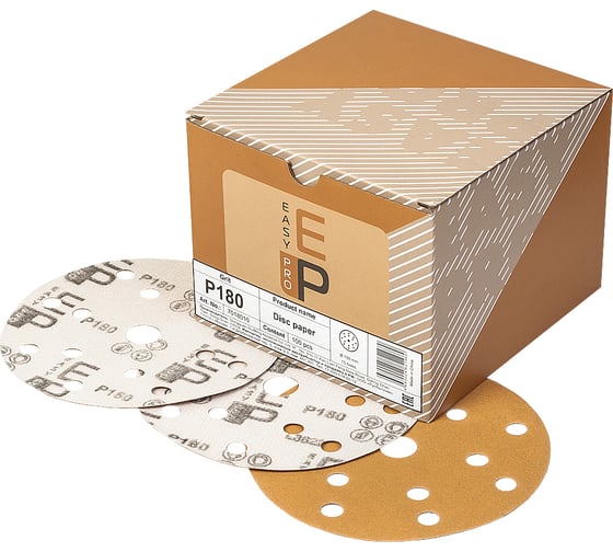 Изображение товара Круг абразивный на бумаге 150 мм, P180, 15 отв., 100 шт EASY PRO 7018010