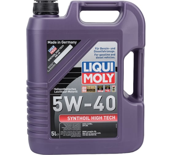 Изображение товара Синтетическое моторное масло LIQUI MOLY Synthoil High Tech 5W-40 SN A3/B4 5 л 1856