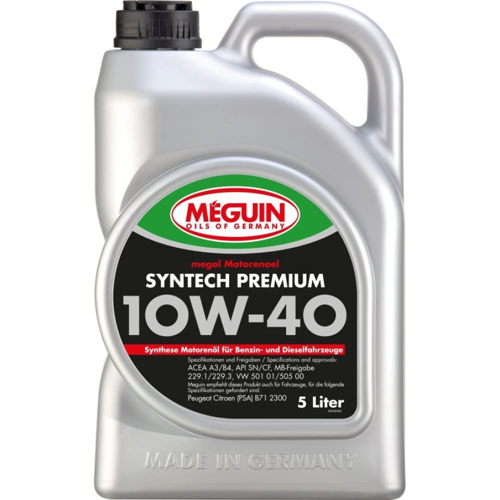 НС-синтетическое моторное масло MEGUIN 10W40 4338 Megol Motorenoel Syntech Premium 10W-40 CF/SN A3/B4 - фото 1