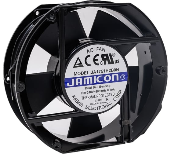 Изображение товара Вентилятор JAMICON JA1751H2B0N-L(JA1751H2B011N-L-R)(провод) 220V (172x150x51) B(подшипник) CFM169/dBA55 С00035578