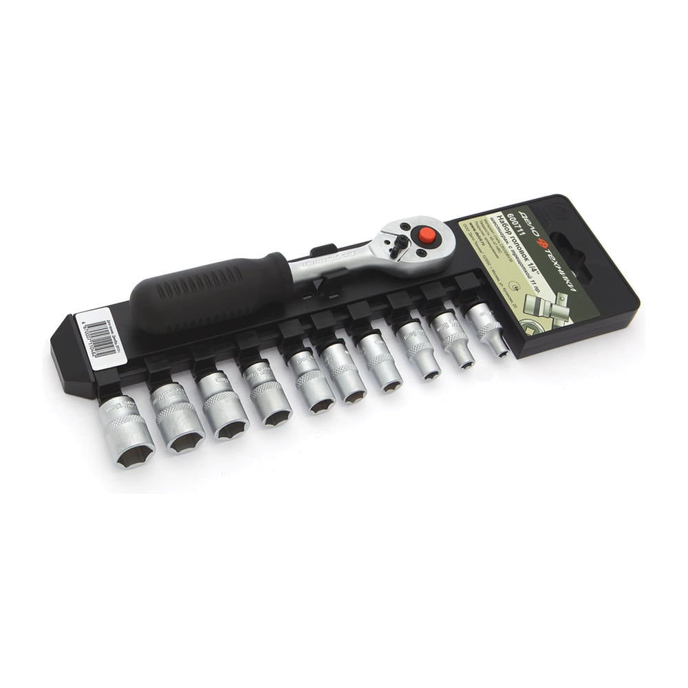 Изображение товара Набор шестигранных головок с трещоткой 1/4 11 предметов Дело Техники