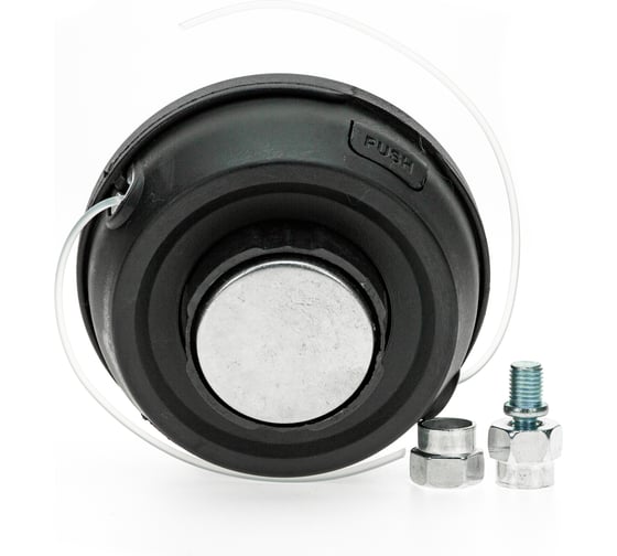 Изображение товара Катушка (головка) универсальная полуавтоматическая гайка М10x1.25 левая резьба + 3 адаптера для триммера TORGWIN S89026