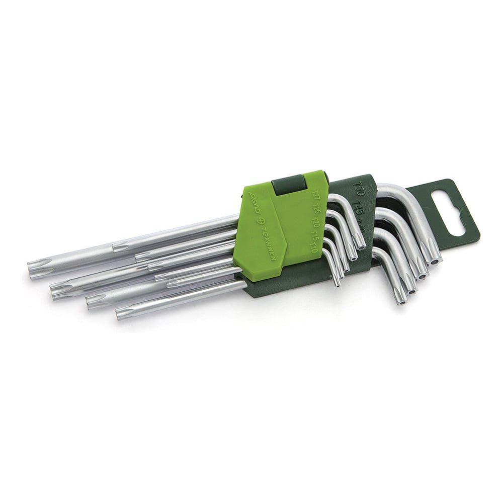 Изображение товара Набор ключей TORX 9 шт с отверстием профессиональный материал CrV хромирование