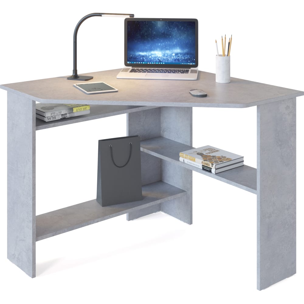 стол письменный сокол спм 25 левый бетон Компьютерный стол СОКОЛ