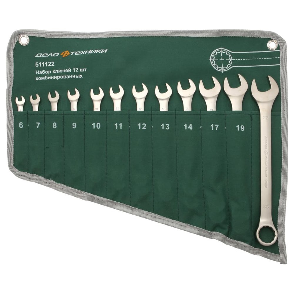 Изображение товара Набор комбинированных ключей 12 шт в тетроновой сумке Дело Техники 511122