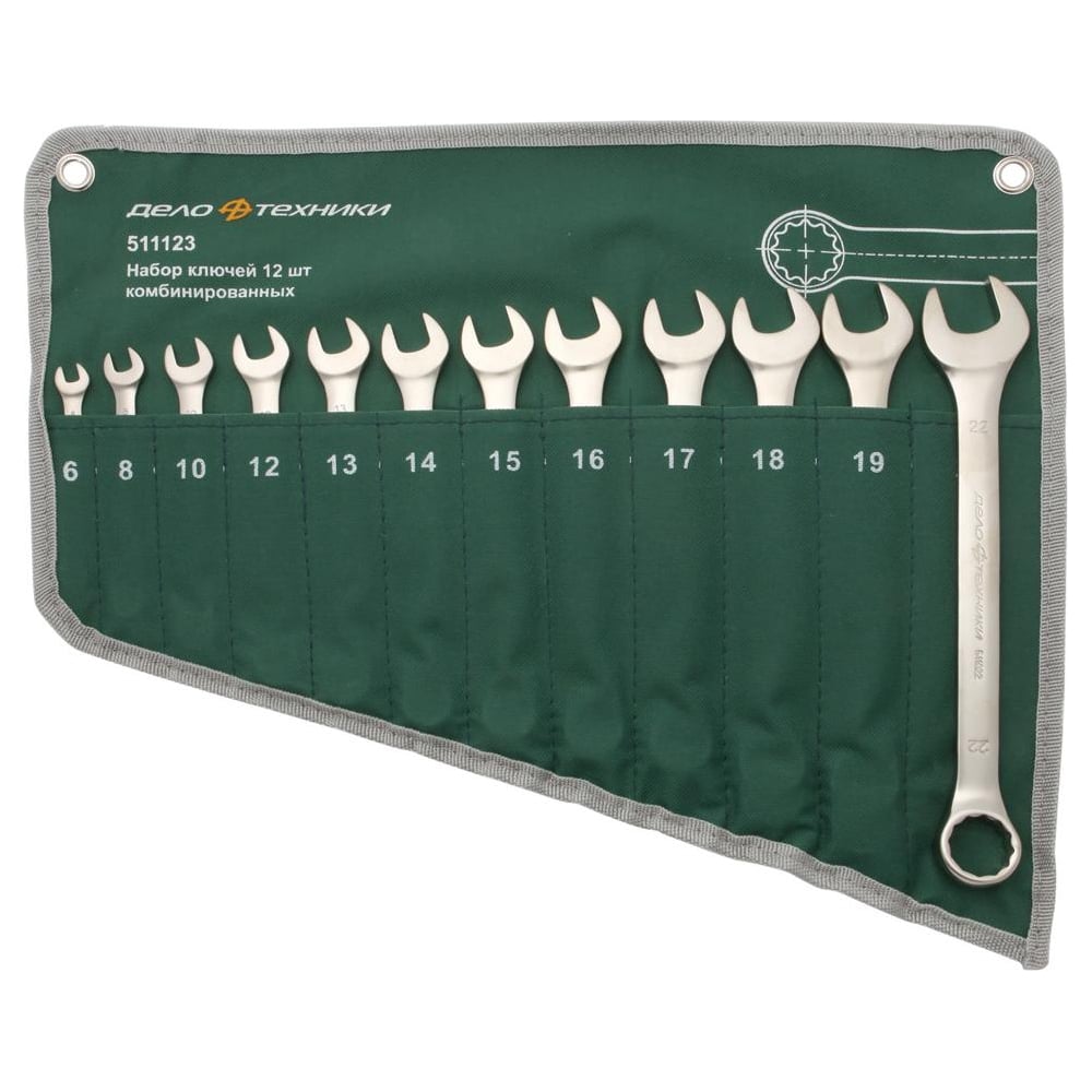 Изображение товара Набор ключей Дело Техники комбинированных ЕВРО 12 шт черный CrV никелированные