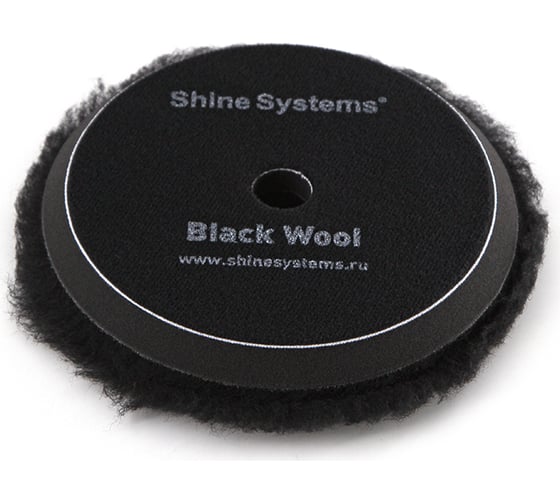 Изображение товара Полировальный круг из черного меха Black Wool Pad 155 мм Shine systems SS539
