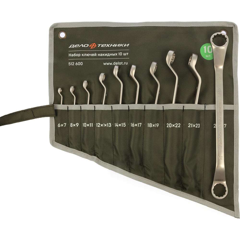 Изображение товара Набор накидных ключей 10 шт из CrV с чехлом профессиональный