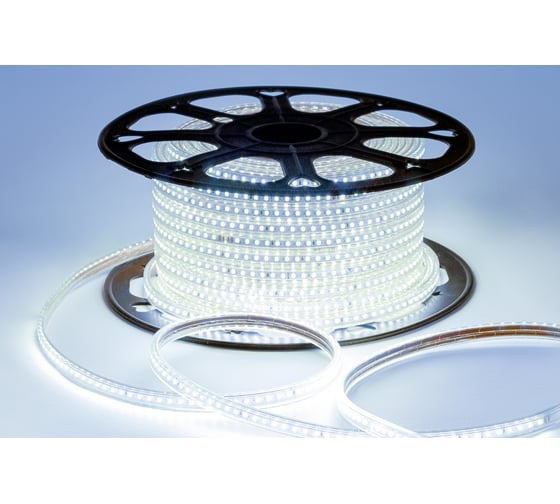Изображение товара Светодиодная лента OGM 220В, 7Вт/м, smd2835, 120д/м, ip65, 600Лм/м, 13x7мм, 50м, 6500к / O17-09