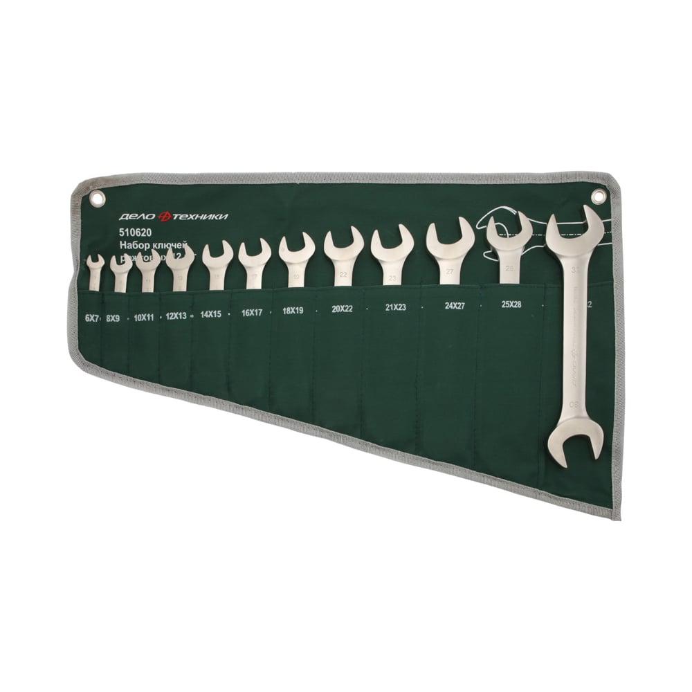 Изображение товара Набор рожковых ключей 12 шт с сумкой Дело Техники профессиональный