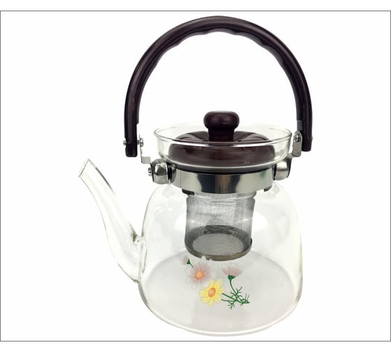 Изображение товара Заварочный стеклянный чайник Кошкин Дом с деколью, 1100 мл 50-01-110