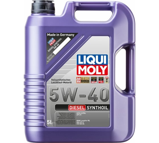 Изображение товара Моторное масло LIQUI MOLY Diesel Synthoil синтетическое, 5W-40, CF, A3/B4, 5 л 1341